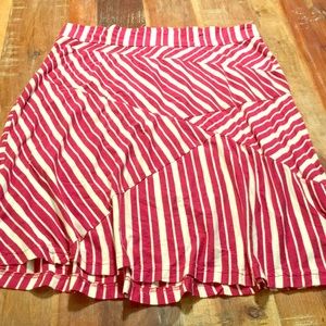 AVENTURA L Magenta Striped Skirt Hi-Lo Hemline!